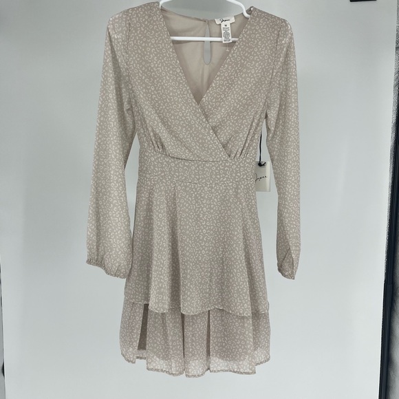 JAPANA NWT LEOPARD PRINT ANIMAL PRINT LONG SLEEVE NATURAL DRESS MEDIUM - Picture 2 of 10